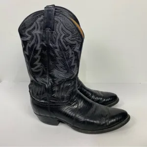 Justin Black leather cowboy boots minimalist western