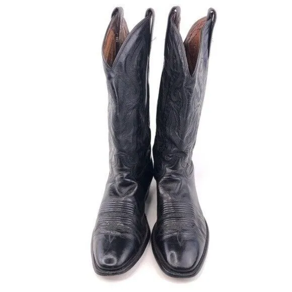 Justin Black Leather Western Boots Mens 8D