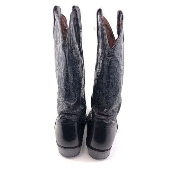 Justin Black Leather Western Boots Mens 8D