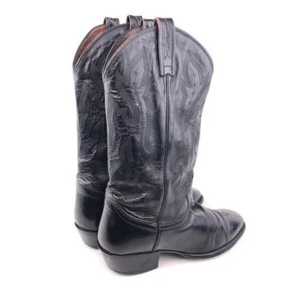 Justin Black Leather Western Boots Mens 8D