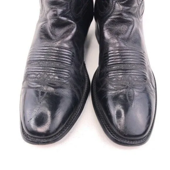 Justin Black Leather Western Boots Mens 8D