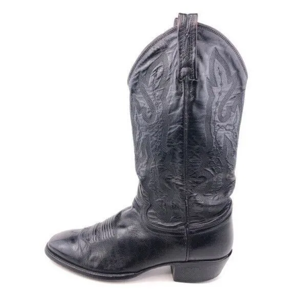 Justin Black Leather Western Boots Mens 8D