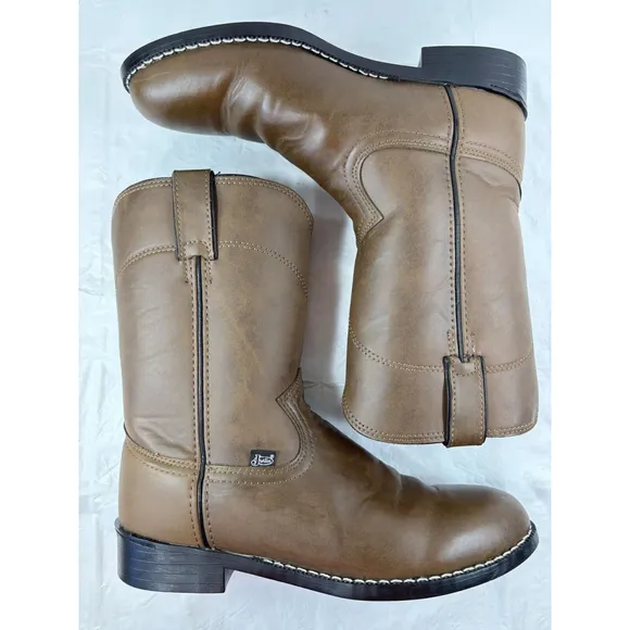 Justin Boots Basic Roper 8.5 D Western Cowboy Boots Brown JB3001