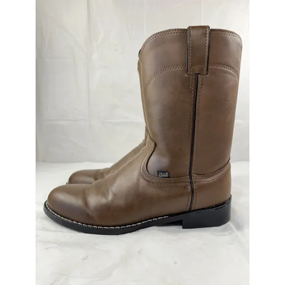 Justin Boots Basic Roper 8.5 D Western Cowboy Boots Brown JB3001