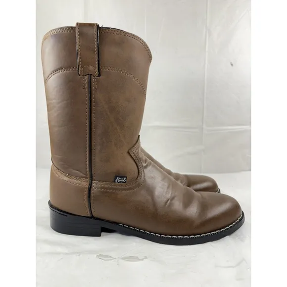 Justin Boots Basic Roper 8.5 D Western Cowboy Boots Brown JB3001