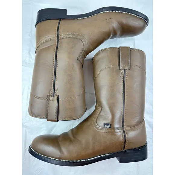 Justin Boots Basic Roper 8.5 D Western Cowboy Boots Brown JB3001