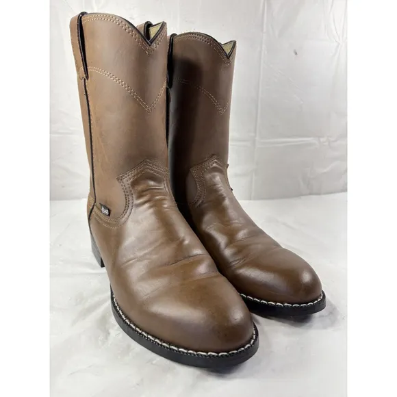 Justin Boots Basic Roper 8.5 D Western Cowboy Boots Brown JB3001