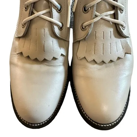 Justin Boots | Size 6 Vintage Kiltie Boots 1990s Ankle Boot Combat Boot White