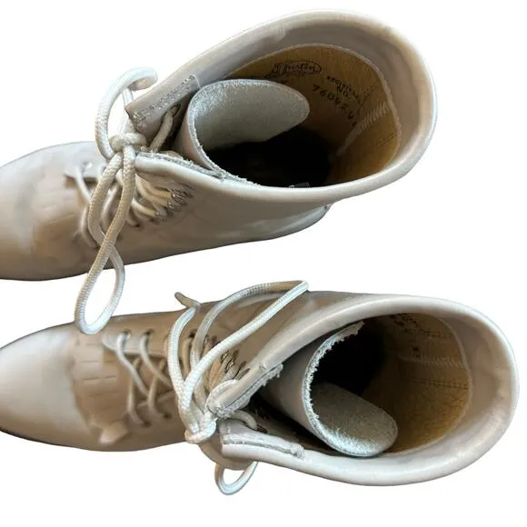 Justin Boots | Size 6 Vintage Kiltie Boots 1990s Ankle Boot Combat Boot White