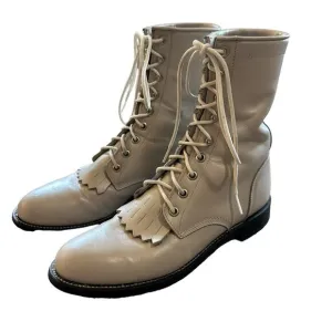 Justin Boots | Size 6 Vintage Kiltie Boots 1990s Ankle Boot Combat Boot White