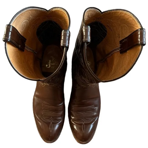 Justin Brown Leather Cowboy Boots | Style 2500 | Men's 10B
