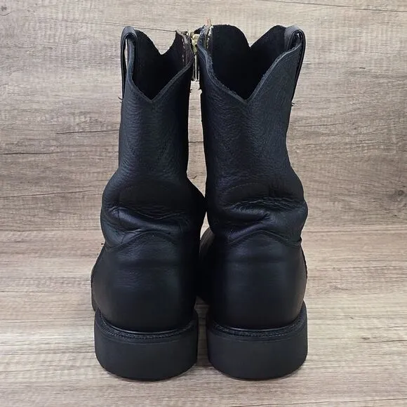 Justin Conductor Men's Size 12 EEE Black Work Boots Customized With Zipper (4763