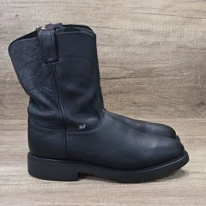 Justin Conductor Men's Size 12 EEE Black Work Boots Customized With Zipper (4763