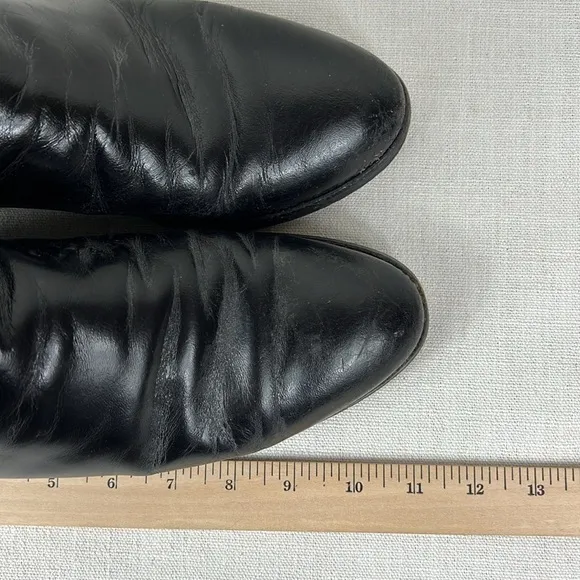 Justin Cowboy Boots 10&quot; Roper Mens Size 8 D Black Leather Comb Last Pull On