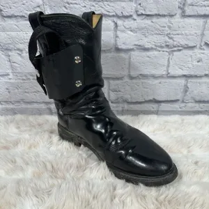 Justin Cowboy Boots Mens 8 Black Leather Western Custom Holster