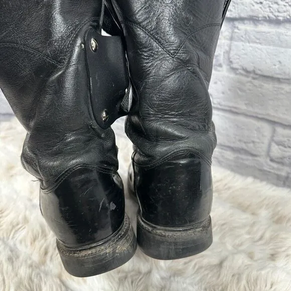 Justin Cowboy Boots Mens 8 Black Leather Western Custom Holster
