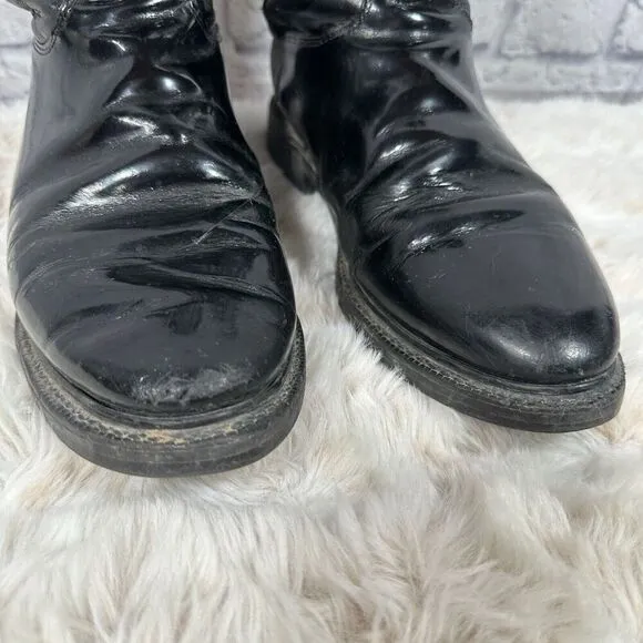 Justin Cowboy Boots Mens 8 Black Leather Western Custom Holster