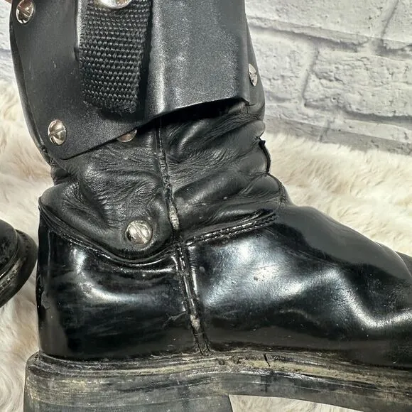 Justin Cowboy Boots Mens 8 Black Leather Western Custom Holster