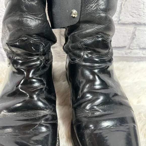 Justin Cowboy Boots Mens 8 Black Leather Western Custom Holster