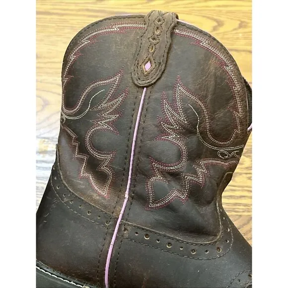 Justin Gypsy Boots Western Cowgirl Brown Pink Leather Womens Size US 11B