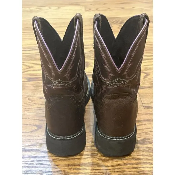 Justin Gypsy Boots Western Cowgirl Brown Pink Leather Womens Size US 11B