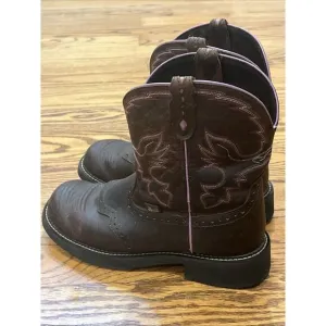 Justin Gypsy Boots Western Cowgirl Brown Pink Leather Womens Size US 11B