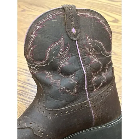 Justin Gypsy Boots Western Cowgirl Brown Pink Leather Womens Size US 11B