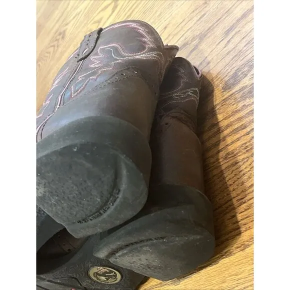 Justin Gypsy Boots Western Cowgirl Brown Pink Leather Womens Size US 11B