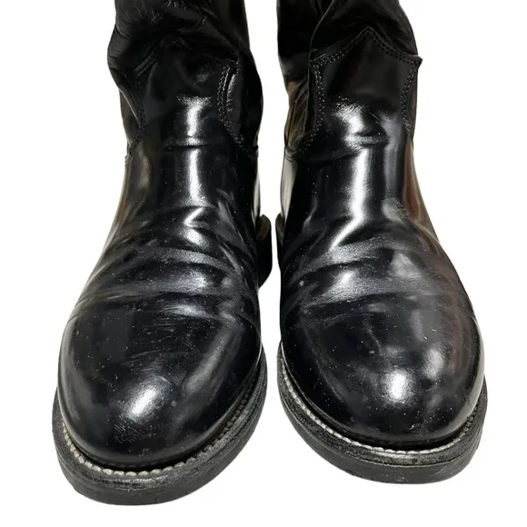 Justin 'Jackson' Black Leather 7 1/2D Western Cowboy Boots 3170 Men's