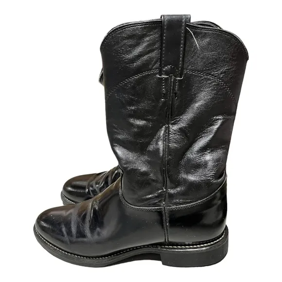 Justin 'Jackson' Black Leather 7 1/2D Western Cowboy Boots 3170 Men's
