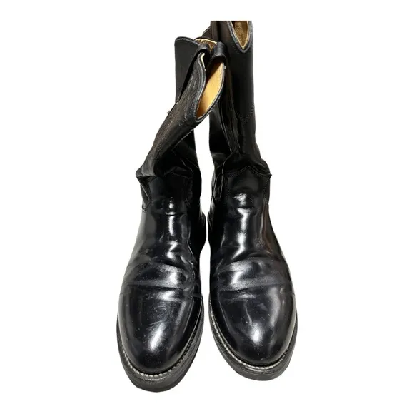 Justin 'Jackson' Black Leather 7 1/2D Western Cowboy Boots 3170 Men's