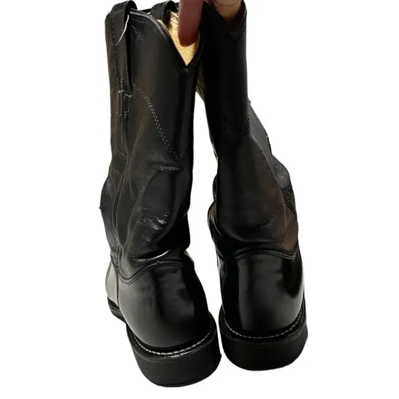 Justin 'Jackson' Black Leather 7 1/2D Western Cowboy Boots 3170 Men's