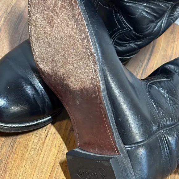 Justin L3703 Women’s Black Leather Roper Western Cowboy Cowgirl Boots Sz 7C