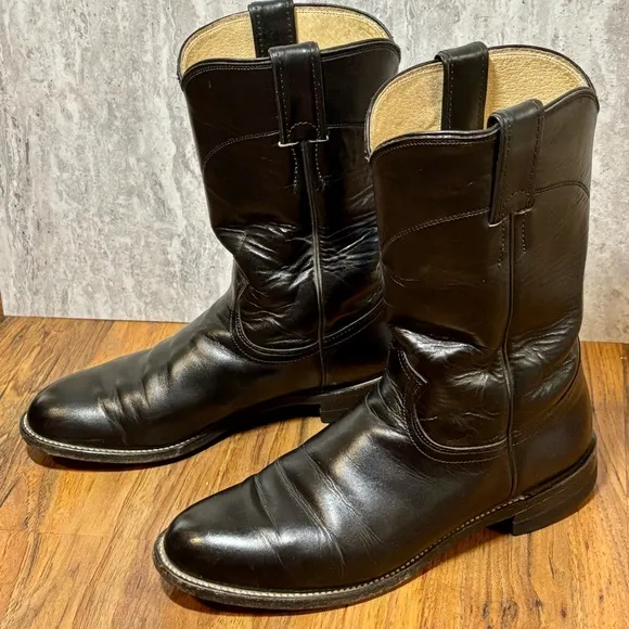 Justin L3703 Women’s Black Leather Roper Western Cowboy Cowgirl Boots Sz 7C