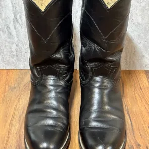 Justin L3703 Women’s Black Leather Roper Western Cowboy Cowgirl Boots Sz 7C