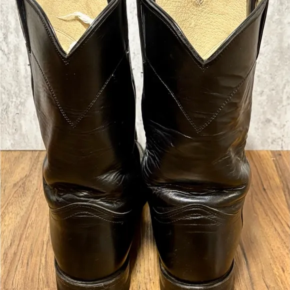 Justin L3703 Women’s Black Leather Roper Western Cowboy Cowgirl Boots Sz 7C