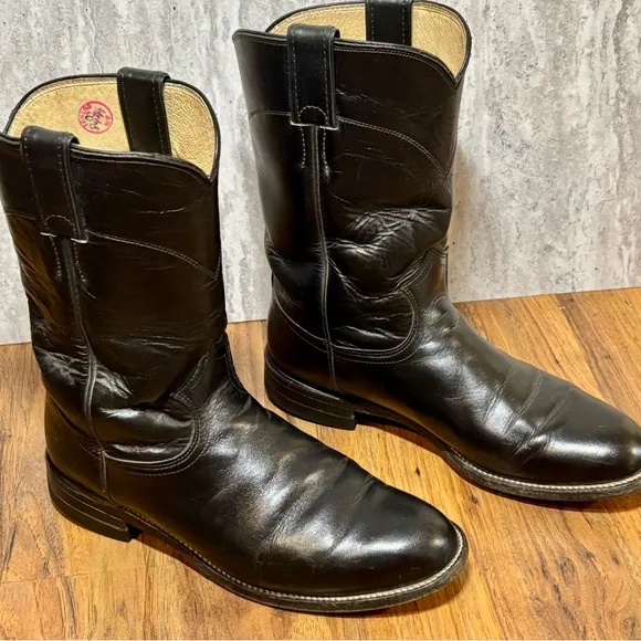 Justin L3703 Women’s Black Leather Roper Western Cowboy Cowgirl Boots Sz 7C