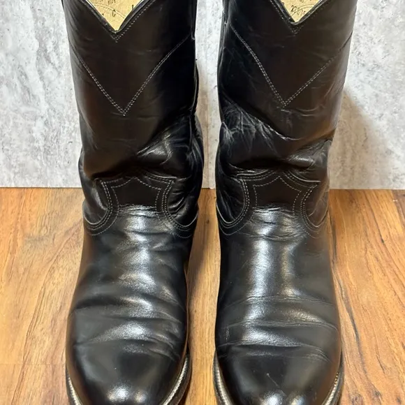 Justin L3703 Women’s Black Leather Roper Western Cowboy Cowgirl Boots Sz 7C