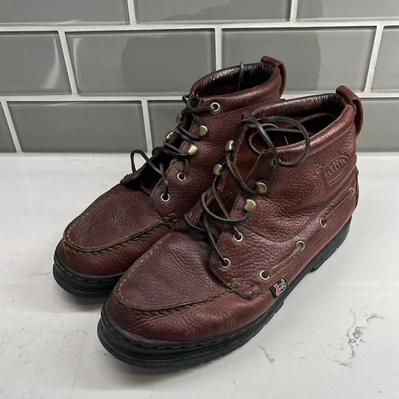 Justin LO991 Chip Brown Leather Lace-Up Moc Toe Chukka Boots Women US 8 M