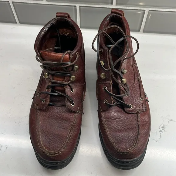 Justin LO991 Chip Brown Leather Lace-Up Moc Toe Chukka Boots Women US 8 M