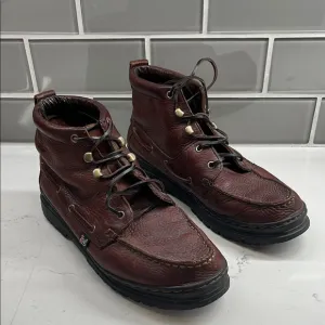 Justin LO991 Chip Brown Leather Lace-Up Moc Toe Chukka Boots Women US 8 M