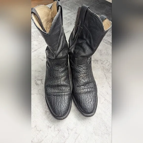 Justin Man's  Leather Cowboy Roper  Boots Size 8 D