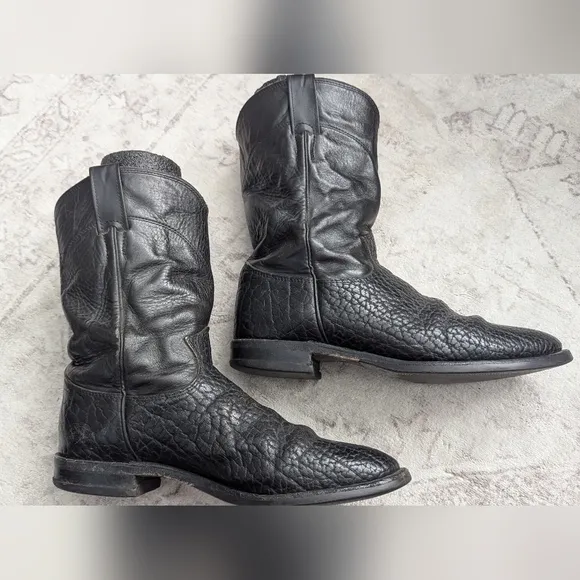 Justin Man's  Leather Cowboy Roper  Boots Size 8 D