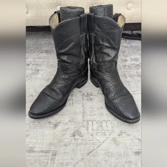 Justin Man's  Leather Cowboy Roper  Boots Size 8 D