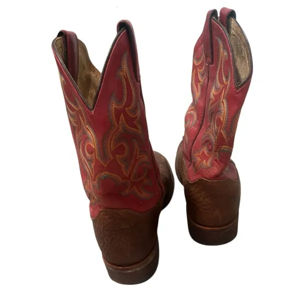Justin Mens Sz 10.5 Brown Pebbled Leather Bullhide Western Cowboy Boots