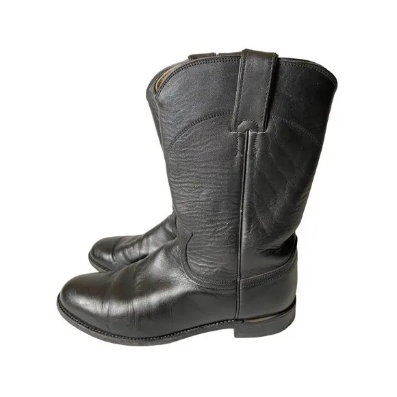 Justin Roper black leather cowboy boots L3703 western women 7.5B