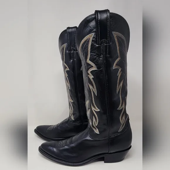 Justin Royal Classic 1419 Black Leather Western Cowboy Boots Men’s Size 10D