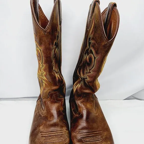 Justin Stampede Brown Leather Men's Western Cowboy Boots 9EE Style 2551