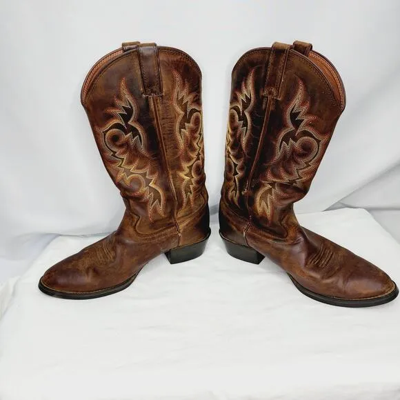 Justin Stampede Brown Leather Men's Western Cowboy Boots 9EE Style 2551