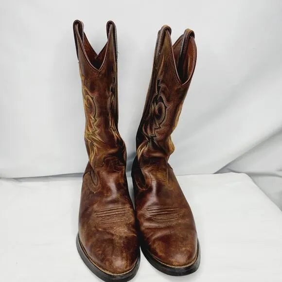 Justin Stampede Brown Leather Men's Western Cowboy Boots 9EE Style 2551